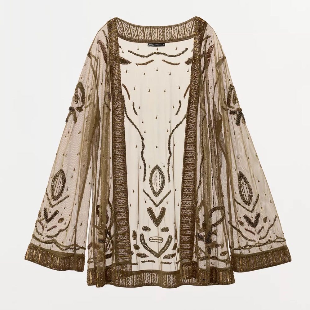 Zara limited edition BEADED SEQUIN KIMONO (missing some beads, check photos) - Picture 2 of 16